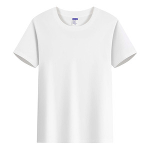 เสื้อยืดผ้าฝ้ายสีกรมท่าแขนสั้นสีพื้นสำหรับใส่พักผ่อน - Product Image 4
