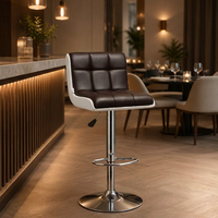 Chaise de bar JOHOOFURNITURE en cuir PU marron chocolat matelassé, coque blanche, hauteur réglable, vente en gros, tabouret de bar, pub