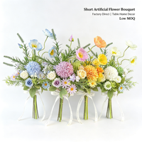 Petites fleurs artificielles en soie, style frais et raffiné, type chrysanthème boule et rose Yu Meiren, pour accessoires de photographie et décoration, bouquet simulé