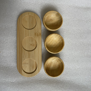 <b>Bamboo</b> Bowls Set With Tray For Babies And Kids Natural Wood Fruit Snack Serving Dish 3 Piece Set Safe Eco Friendly Home Use - Product Image 2