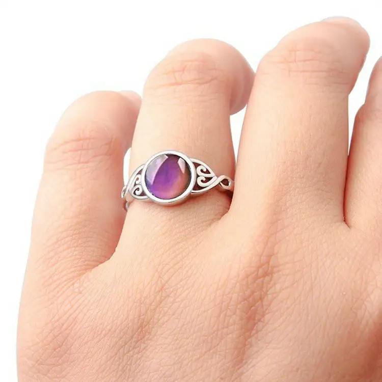 Mujeres regalos Retro emoción sentimiento cambiante humor anillo de Control de temperatura de Color cambio anillo de piedras preciosas