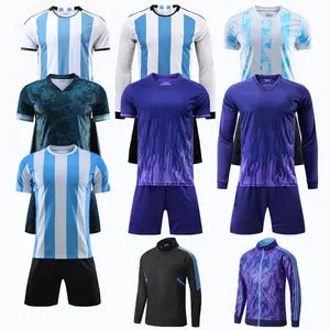 Argentinien Fußball Messi Trikot Training Schnellt rocknen Original Blue Football Wear Benutzer definierte Fußball uniformen Großhandel Fußball Trikots