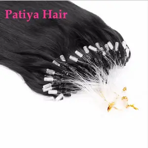 Body Wavy Micro Loop Ring Hair Extensions 100% Brazilian Virgin Human Hair 1g strand Micro Links Bead Hair Pieces Straight