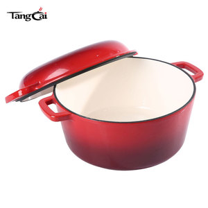 Marmite hollandaise <span class=keywords><strong>en</strong></span> <span class=keywords><strong>fonte</strong></span> émaillée 2-<span class=keywords><strong>en</strong></span>-1 de 5QT, solution de cuisson polyvalente populaire pour la cuisson du pain au levain, qualité supermarché - Product Image 5