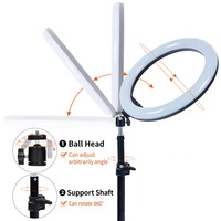 Penjualan Terbaik Lampu Selfie Cincin Avec Tripied 10 Inci Usb Led Lantai Cahaya Bulan Berdiri Lampu Bulu Mata