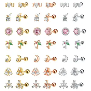 Tige en acier inoxydable style mode personnalisé public oreille os ongles petites boucles d'oreilles vente chaude zircon micro-ensemble mini boucles d'oreilles - Product Image 1
