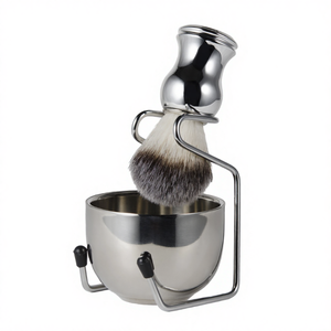 Ensemble de Brosse à Raser de Luxe pour Hommes, Bol à Savon Personnalisé et Support Métallique de Sécurité, Kits de Rasage en Poils de Blaireau à Pointe Argentée - Product Image 4