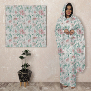 Vestido de novia sudanés Toub para mujer, estampado Floral personalizado para tela de algodón de gasa suiza, Persa ligero de inspiración elástica - Product Image 3