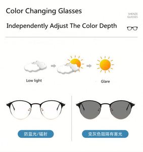 Gafas de Sol Personalizadas con Logotipo, Protección Anti-Luz Azul, UV400, para Conducir, Metálicas, Redondas, Fotocromáticas, para Hombre y Mujer - Product Image 4