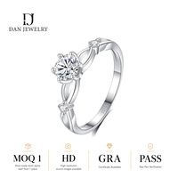 Bague Ronde en Moissanite Argent S925 Incolore, Certifiée VVS par Test de Verification, Prête à l'Expédition, Fournisseur de Bijoux en Gros