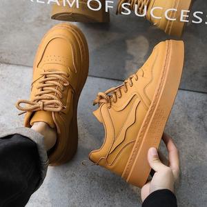 Zapatos Deportivos de Suela Gruesa para Hombre, Estilo Nuevo, Transpirables, Modernos, Versátiles, Casuales de Verano, con Cordones, Parte Superior de Cuero Genuino - Product Image 3