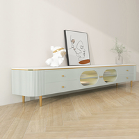 Meuble TV vert rustique simple élégant et Table basse ronde rétractable meuble TV mobilier de salon de luxe moderne