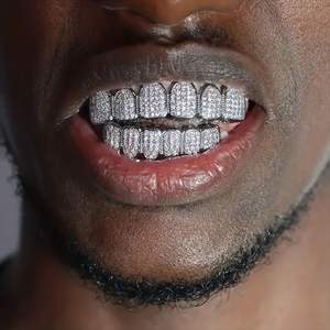<span class=keywords><strong>Grillz</strong></span> Dentali Artivelle Street Style Placcati Oro, Gioielli Hip Hop Personalizzati in Ottone con Zirconi, <span class=keywords><strong>Grillz</strong></span> Dentali Iced Out per Uomo - Product Image 4
