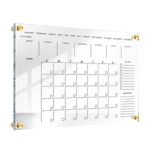 Kalender dinding akrilik ultra-jernih penghapus kering kaliper plastik besar untuk rumah keluarga perencana papan kantor papan putih dapat digunakan kembali