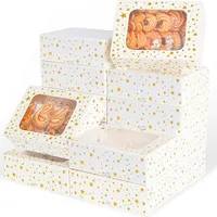Boîte à biscuits élégante pour pâtisserie, boîte à dessert, boîte à biscuits carrée en carton ivoire avec fenêtre, finition mate, qualité alimentaire