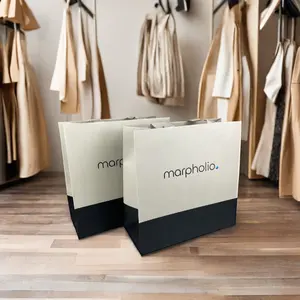 Eco-Friendly Custom Logo Luxury Gift Paper Bags with Ribbon Handle Factory Made for Shopping Packaging for Clothing Shoes Socks