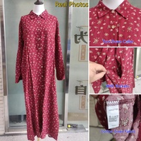 Gaun Wanita Motif Cetak Terbaru Kerah Turun Berkancing Saku Gaun Panjang Timur Tengah Abaya Wanita Gaun Kasual