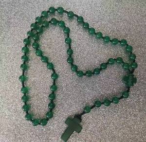Colgante de Cruz de ágata de piedra natural, collar de Rosario anudado con cuentas de oración de piedra <span class=keywords><strong>Original</strong></span> - Product Image 1