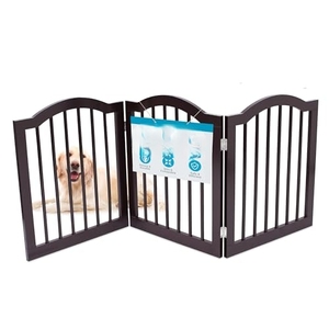 Barrière pour animaux de compagnie en bois, portable, extra large, 3 panneaux, 24 pouces de hauteur, autoportante, pour chiens ou chats - Product Image 1