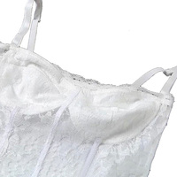 Top corto de punto personalizado sexy para mujer, diseño de encaje floral blanco transpirable, de poliéster y elastano, tipo camisola.