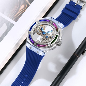 Reloj de Lujo para Hombre, Mecánico de Cuarzo, Esfera de Color, Diseño Hueco, Correa de Silicona, Resistente al Agua - Product Image 3