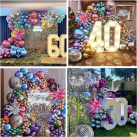 Kit de guirlande d'arche de ballons à thème disco 134 pièces/ensemble pour fête d'anniversaire, accessoires de décoration de la maison