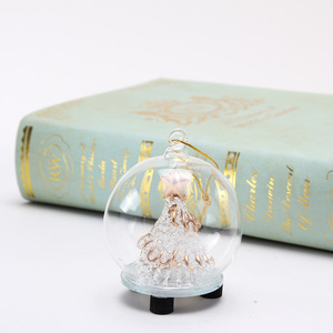 Высококачественная стеклянная подвесная шара ручной работы с матовой елкой, Рождественская статуэтка внутри рождественской елки, деревенской экологически чистой - Product Image 4