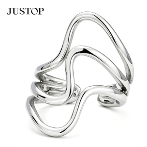 304 316 JUSTOP Geometric Silver Plated <b>Ring</b> Unisex Modern Fashion Jewelry Daily Wear - Product Image 2
