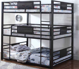 Camas de trabajo para el personal, litera Triple de Metal de 3 niveles, color negro - Product Image 4