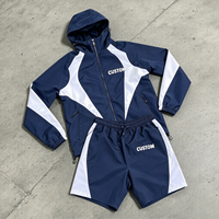 Ensemble de survêtement coupe-vent léger de haute qualité, short et veste tissée bicolores, survêtement 2 pièces en nylon réfléchissant pour homme