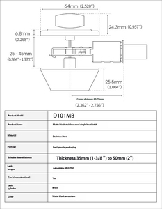 Cerradura de Seguridad de Alta Resistencia de un Solo Cilindro, Acero Inoxidable Negro Mate, Antirrobo, con Llave - Product Image 6