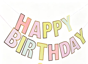 Guirlande <span class=keywords><strong>de</strong></span> lettres Joyeux Anniversaire en papier doré pour décoration murale d'anniversaire, vente en gros - Product Image 4