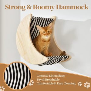Estructura de madera para gatos, plataforma de salto para montar en la pared con hamaca para gatos de interior, diseño minimalista, 32x15x39cm - Product Image 5