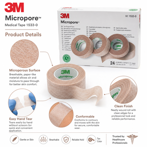 Cinta Quirúrgica Microporosa <span class=keywords><strong>3M</strong></span> 1533-0, 1.27cm X 9.1m, <span class=keywords><strong>Color</strong></span> Beige, Cinta Médica - Product Image 4