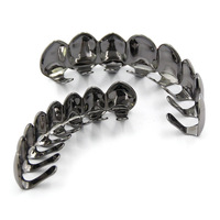 Grillz de style punk en gros à 8 dents avec cristaux et strass, en laiton plaqué argent/or, grillz personnalisés pour dents unisexes