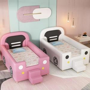 <span class=keywords><strong>Lit</strong></span> bébé en cuir coloré moderne et durable JS avec cadre en bois massif, barrière haute, design écologique pour chambre à coucher et hôtel - Product Image 6