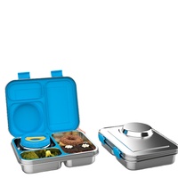 Aohea Parfait pour l'école et le bureau Boîte à lunch portable en acier inoxydable à 4 compartiments Bento avec couvercle