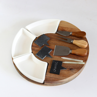 Plateau à fromage pliable en bois avec couteau, plateau de service rotatif pour charcuterie, plateau pour fromage, viande, vin - Décoration d'intérieur