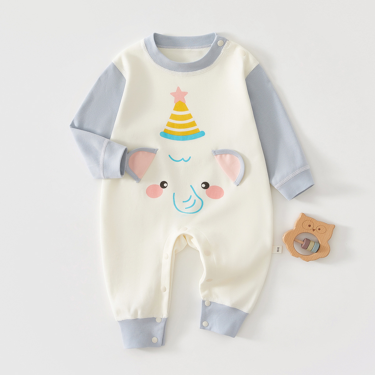 Spring autumn jumpsuit blue big-eared elephant