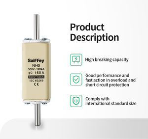 Saiffey RT16-0/NH série NH tube carré en céramique fusible lien couteau enfichable haut/bas rupture 100A pour basse tension métal OEM - Product Image 2