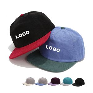 Gorras Snapback Premium Vintage Lisas de 5 Paneles con Visera Plana de Pana, Bordado Personalizado, Sin Estructura - Product Image 1
