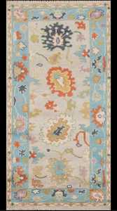 Tapis moderne indien Oushak oriental 3x6 "laine nouée à la main pour la décoration intérieure exercice prière pique-nique personnalisable adolescents - Product Image 2