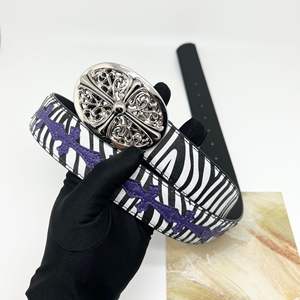 Cinturón de cuero de alta calidad de moda más nuevo para hombres y mujeres personalizado clásico cebra colorido Cruz Punk cinturón Metal venta al por mayor Hiphop - Product Image 3