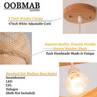 Lustre en bambou tissé à la main, lampe en panier naturel, luminaire suspendu beige, économie d'énergie, garantie de 2 ans, éclairage pour îlot de cuisine