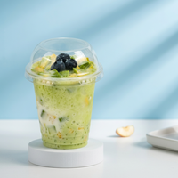 Gobelet jetable transparent pour milkshake, smoothie, dessert, crème glacée, boisson froide avec couvercle à grand trou