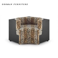 Canapé modulaire Gorman à imprimé léopard et patchwork - Tissu lavable - Meubles de salon