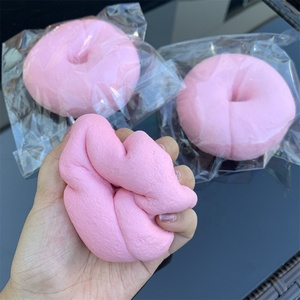 Juguetes blandos redondos de 4 pulgadas con forma de bagel, imitación de salsa, de levantamiento lento, color rosa puro, para decoración de fiestas, pegajosos, DIY, squishy - Product Image 2