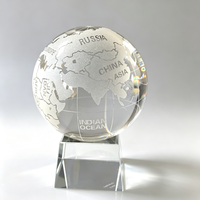 Trophée globe en cristal personnalisé, gravure laser de la carte du monde, récompense d'entreprise mondiale, plaque souvenir
