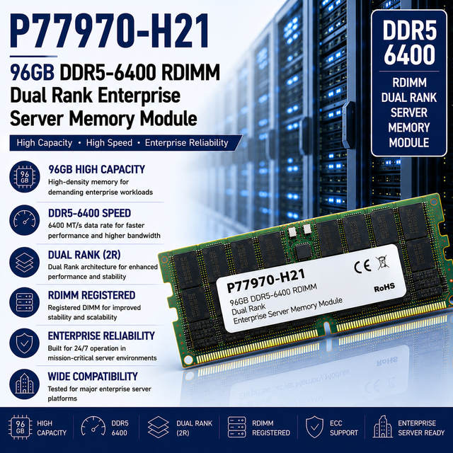 Wholesale P77970-h21 96gb Ddr5-6400 Rdimm Dual Rank Enterprise Server Memory Module