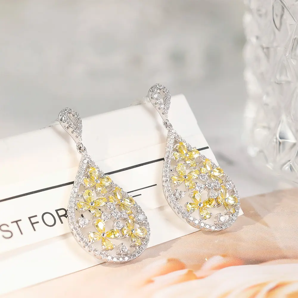 Grace Jewelry Beliebte Luxus mode Zirkon 925 Sterling Silber Anpassen Statement Ohrringe Schmuck Frauen